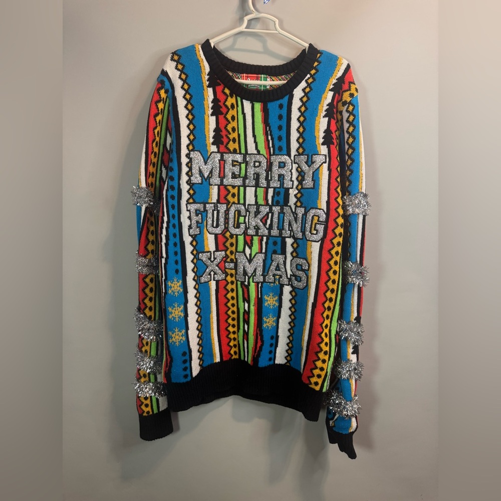 Spencer’s Merry F**cking Christmas Light up Ugly Sweater Unisex Holiday Santa L